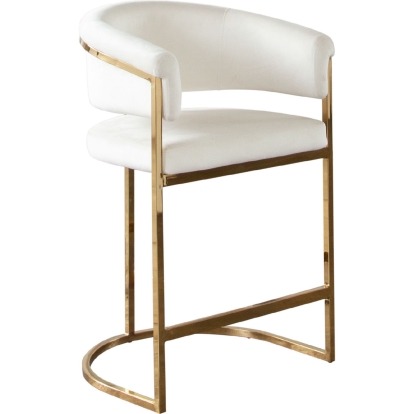 Diamond Sofa SOLSTICESTCM1PK Solstice Counter Height Chair Cream Velvet Polished Gold Metal