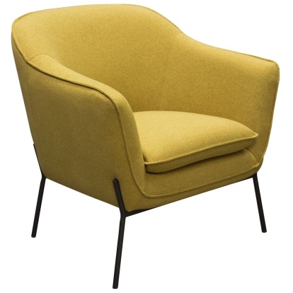 Diamond Sofa STATUSCHYL Status Accent Chair Yellow Fabric Black Powder Coated Metal Legs
