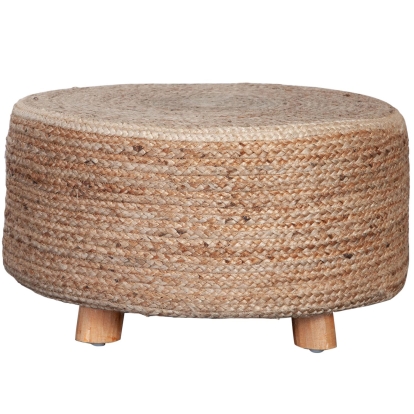 Diamond Sofa STOOLJU Round Accent Stool Natural Jute Fiber Wood Legs