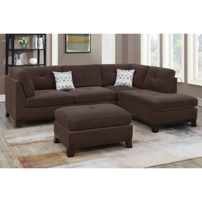 Poundex 3-Piece Sectional Set With Ottoman Model F6477