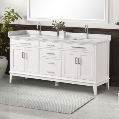 Furniture Of America Almeria Transitional Birch, Birch, Engineered Wood, Pinewood, Sintered Stone, Wood White Vanity Set | TM-CT005WH-72+05WH