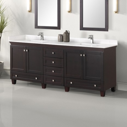 Furniture Of America Oliva Transitional Engineered Wood, Pinewood, Rubberwood, Sintered Stone, Wood White/Espresso Vanity Set | TM-CT006WH-80+11ES