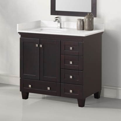 Furniture Of America Aprea Transitional Engineered Wood, Pinewood, Rubberwood, Sintered Stone, Wood White/Espresso Vanity Set | TM-CT008WH-36+10ES
