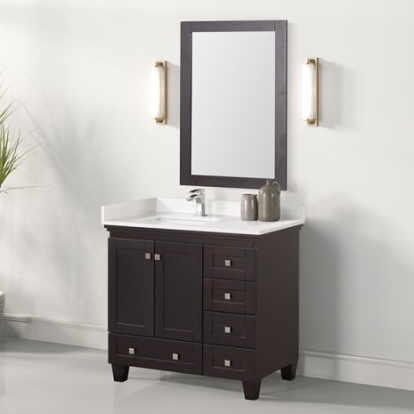 Furniture Of America Aprea Transitional Engineered Wood, Pinewood, Rubberwood, Sintered Stone, Wood White/Espresso Vanity Set W/ Mirror | TM-CT008WH-36+10ES+M
