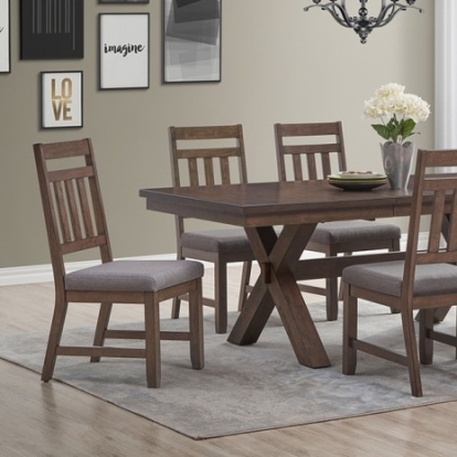 Furniture of America Pottsville Contemporary Birch Veneer Engineered with Wood Solid Rubberwood Solid with Wood Black-Natural 7 Pc. Dining Set Model TM3109T-7PC