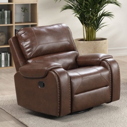 Furniture Of America Tepic Transitional Leatherette Brown Chair | TM6012BR-CH