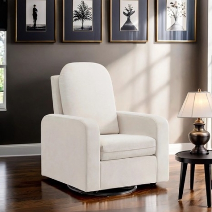 Furniture of America Rovigo Transitional Fabric Metal Solid Rubberwood White Glider Swivel Chair Model TM6024WH