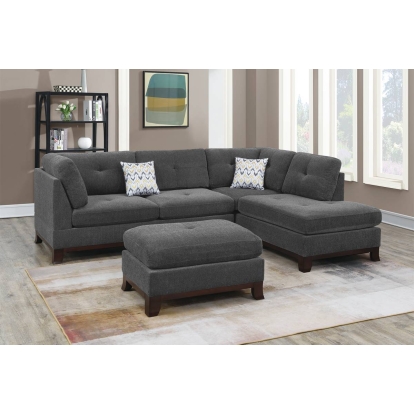 Poundex 3-Piece Sectional Set With Ottoman Model F6479