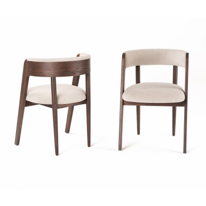 Modrest Vegas - Modern Beige Velvet + Walnut Oak Dining Chair (Set of 2) Dining Chair Beige furniture-00181971Z Vig Furniture VGME-VEGAS-DCHR