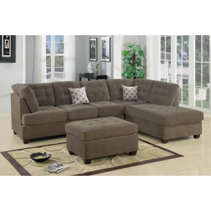 Poundex 2-Piece Sectional Set With 2 Accent Pillows Model F7139