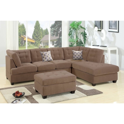 Poundex 2-Piece Sectional Set With 2 Accent Pillows Model F7140