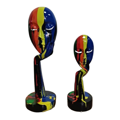 Modrest Rainbow Face Modern Multi-Color Sculpture (Set of 2) Sculpture Multi-Toned furniture-00181339 Vig Furniture VGTH-235343