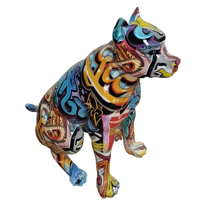 Modrest Graffiti Dog Modern Multi-Color Sculpture Sculpture Multi-Toned furniture-00181334 Vig Furniture VGTH-235325