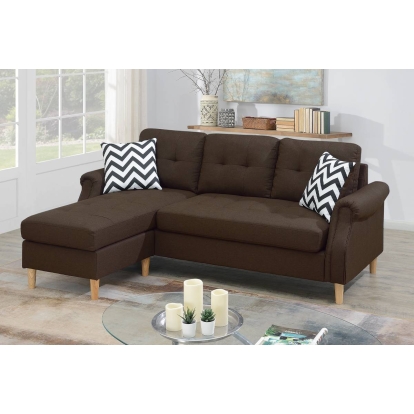 Poundex Reversible Sectional Set With 2 Accent Pillows Model F6457