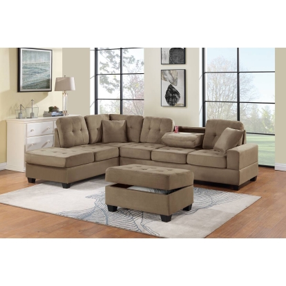 Poundex 3-Piece Sectional Set With Ottoman Model F8436